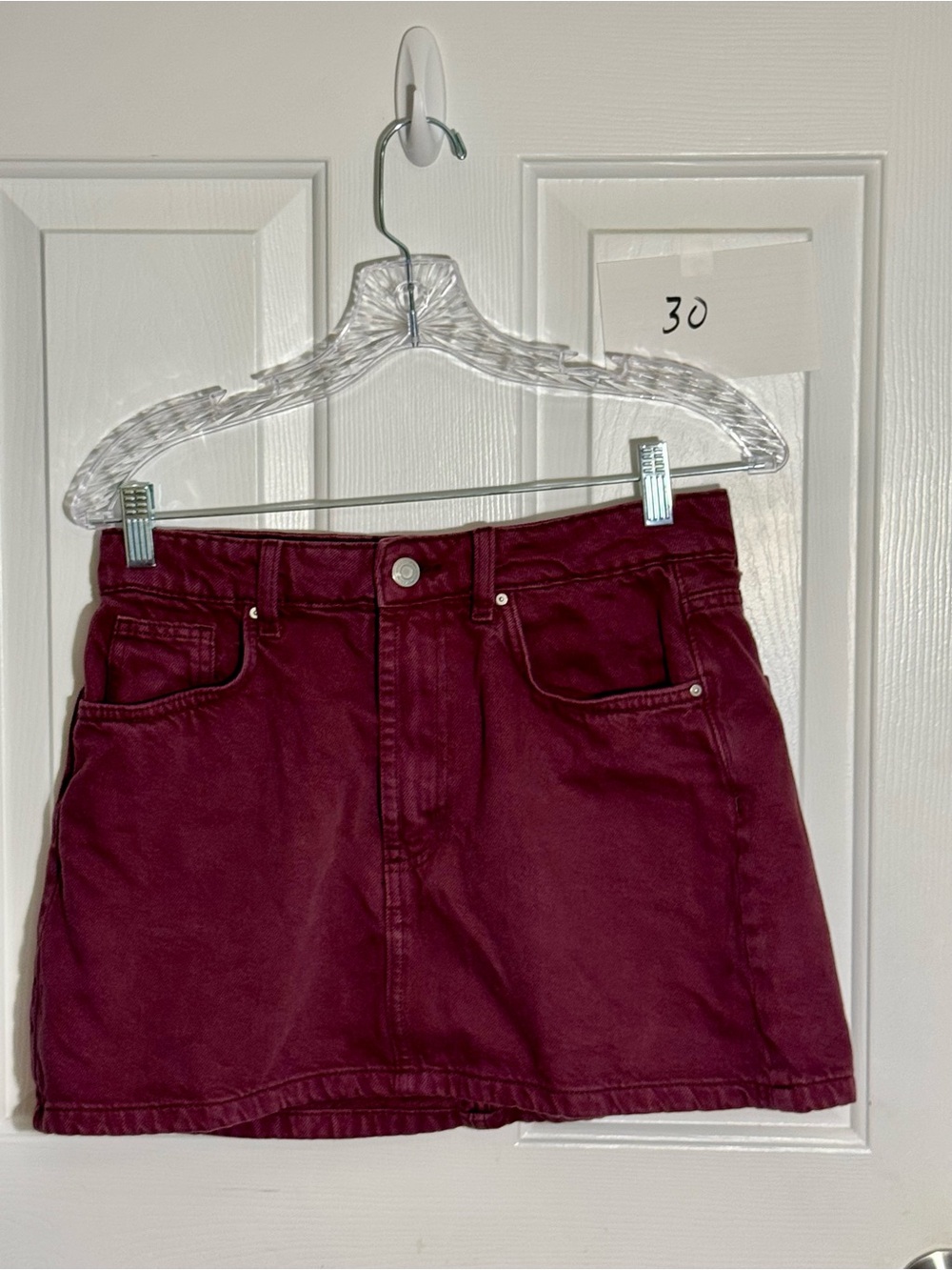 Cotton On Denim Mini Skirt Cotton Mini Skirt in Burgundy Waist 28